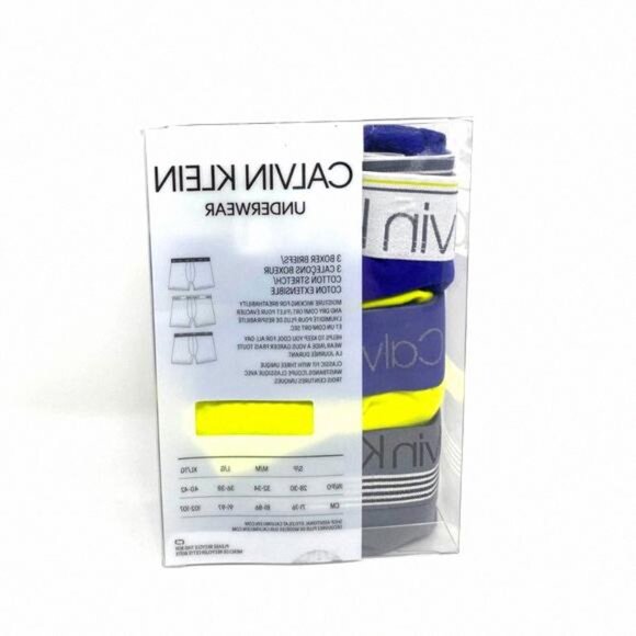 💖MEGA SALE💖Calvin Klein 3 Boxer Brief Blue Lime NB2730901 Men's Cotton Gray - Picture 7 of 8